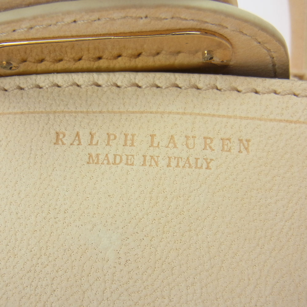RALPH LAUREN ラルフローレン 563038 リッキー 2WAY レザー ショルダー トートバッグ ベージュ系【中古】