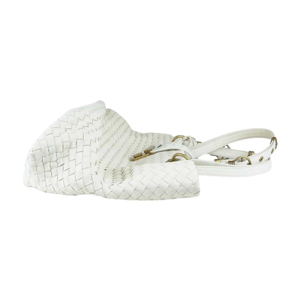 BOTTEGAVENETA ボッテガヴェネタ イントレチャート レザー トートバッグ ホワイト ホワイト系【中古】