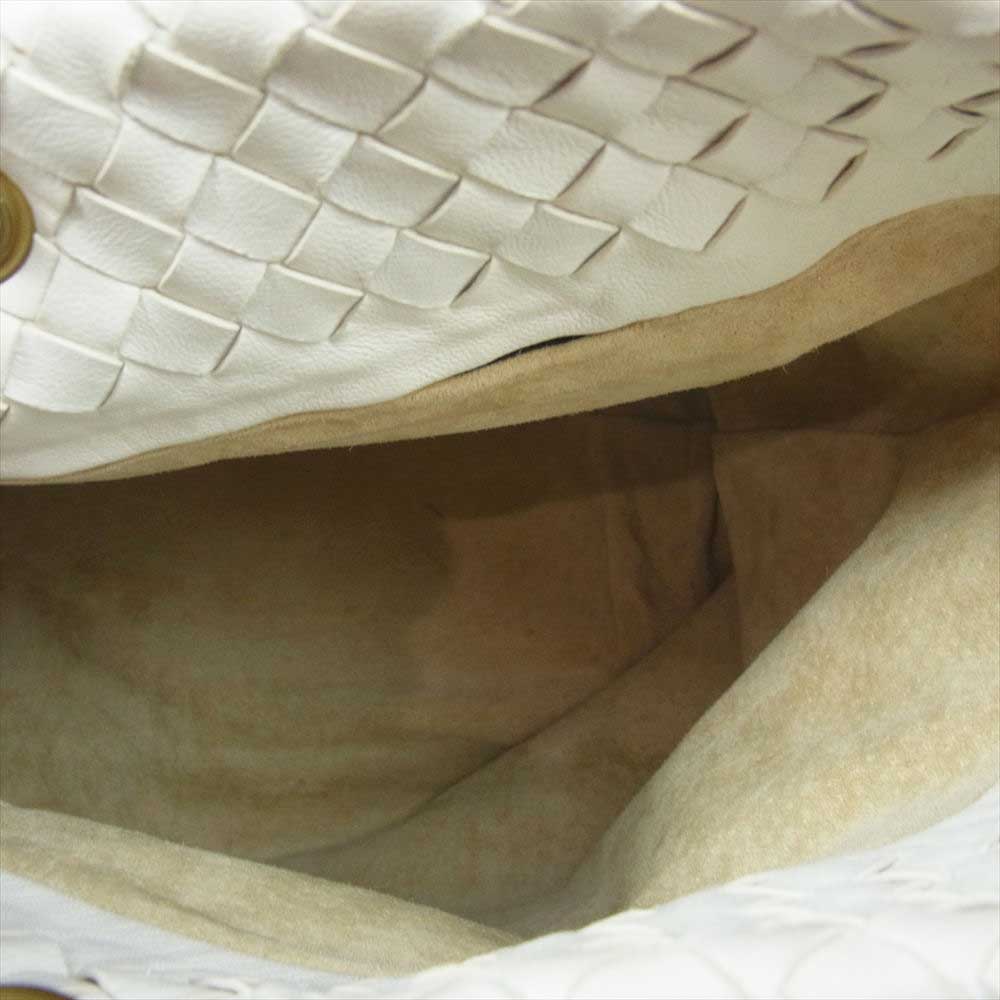 BOTTEGAVENETA ボッテガヴェネタ イントレチャート レザー トートバッグ ホワイト ホワイト系【中古】