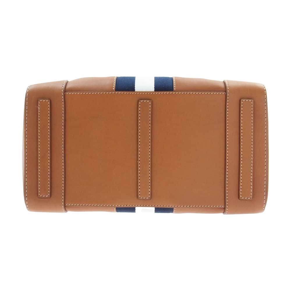 RALPH LAUREN ラルフローレン 454433 リッキー 2WAY ストライプ レザー ショルダー トートバッグ ブラウン系【美品】【中古】
