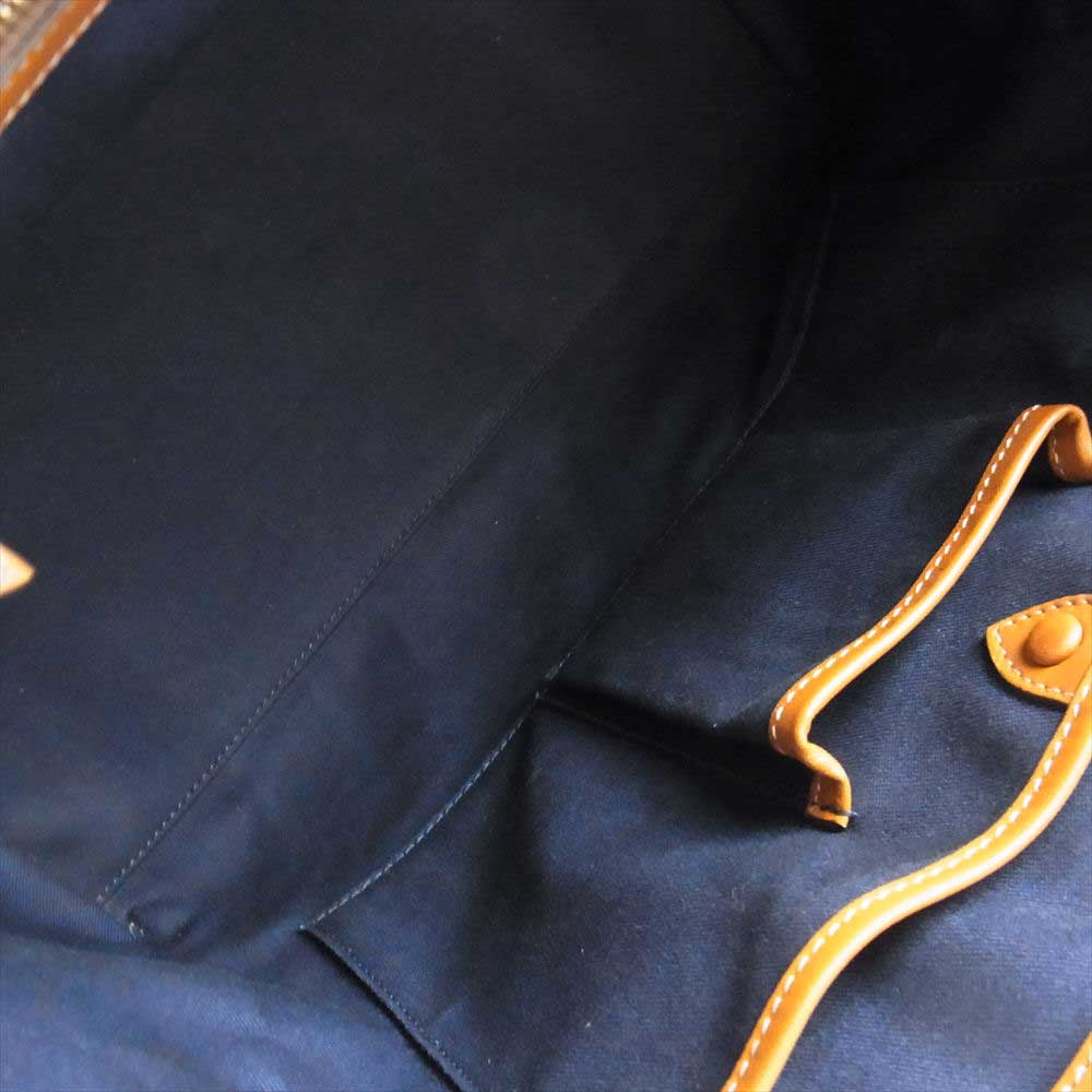 RALPH LAUREN ラルフローレン 454433 リッキー 2WAY ストライプ レザー ショルダー トートバッグ ブラウン系【美品】【中古】