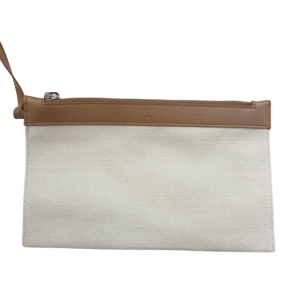 BALENCIAGA バレンシアガ 339933 ネイビーカバ S ロゴプリント ハンドバッグ トートバッグ ベージュ系【中古】