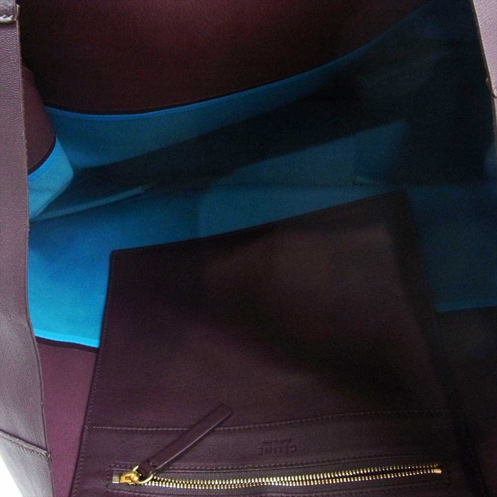 CELINE セリーヌ 169263EBT 06TB Horizontal Bi-Cabas ホリゾンタル カバ トート バッグ ワインレッド系 ブルー系【中古】