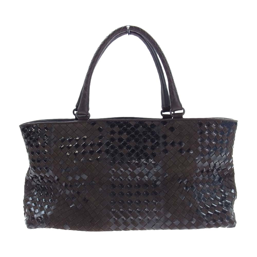 BOTTEGAVENETA ボッテガヴェネタ 200479 イントレチャート スエード レザー トートバッグ ブラウン系 ブラック系【中古】