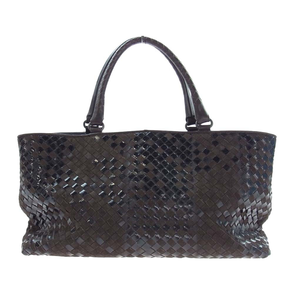BOTTEGAVENETA ボッテガヴェネタ 200479 イントレチャート スエード レザー トートバッグ ブラウン系 ブラック系【中古】