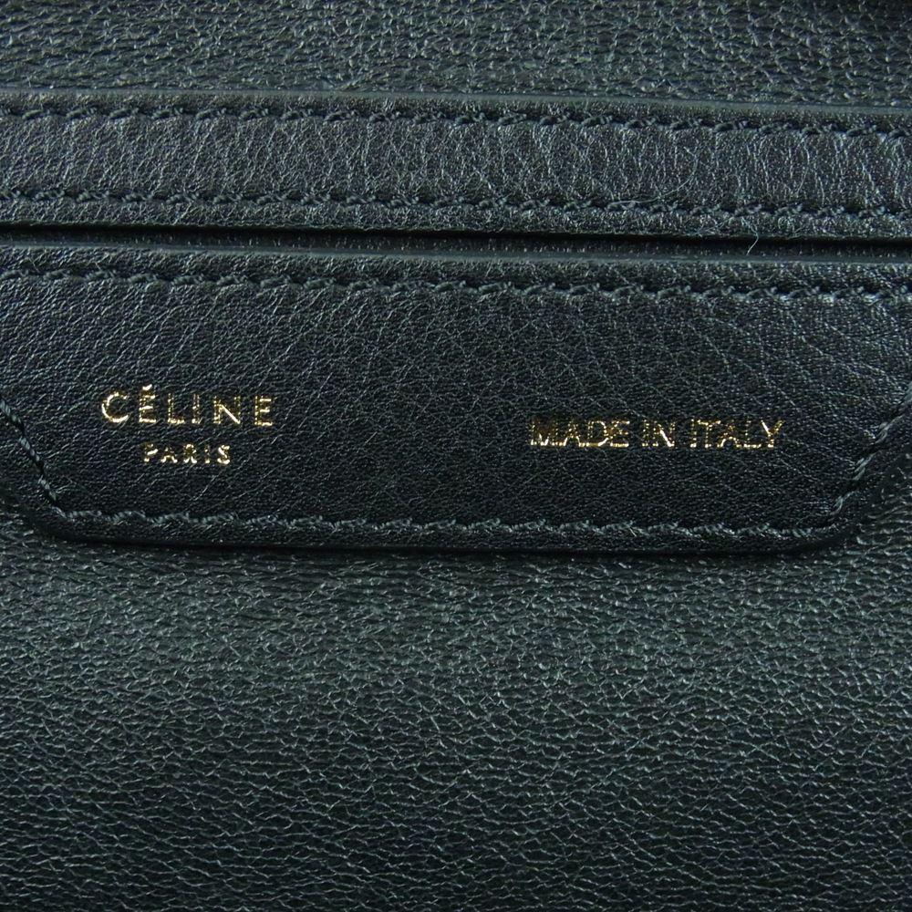 CELINE セリーヌ トラペーズ レザー ボア ハンド バッグ イタリア製 ブラック系【中古】