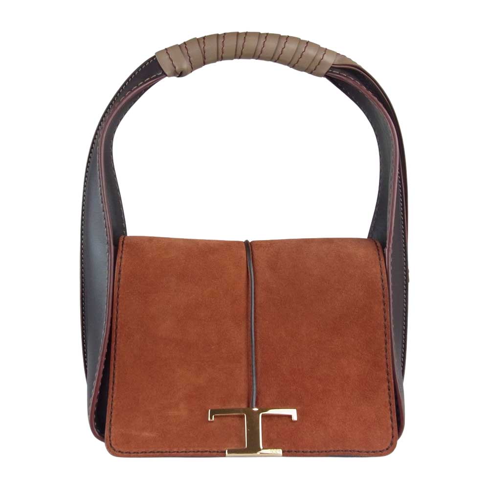 TOD’S トッズ Tタイムレス レザー ハンドバッグ ブラウン系【極上美品】【中古】