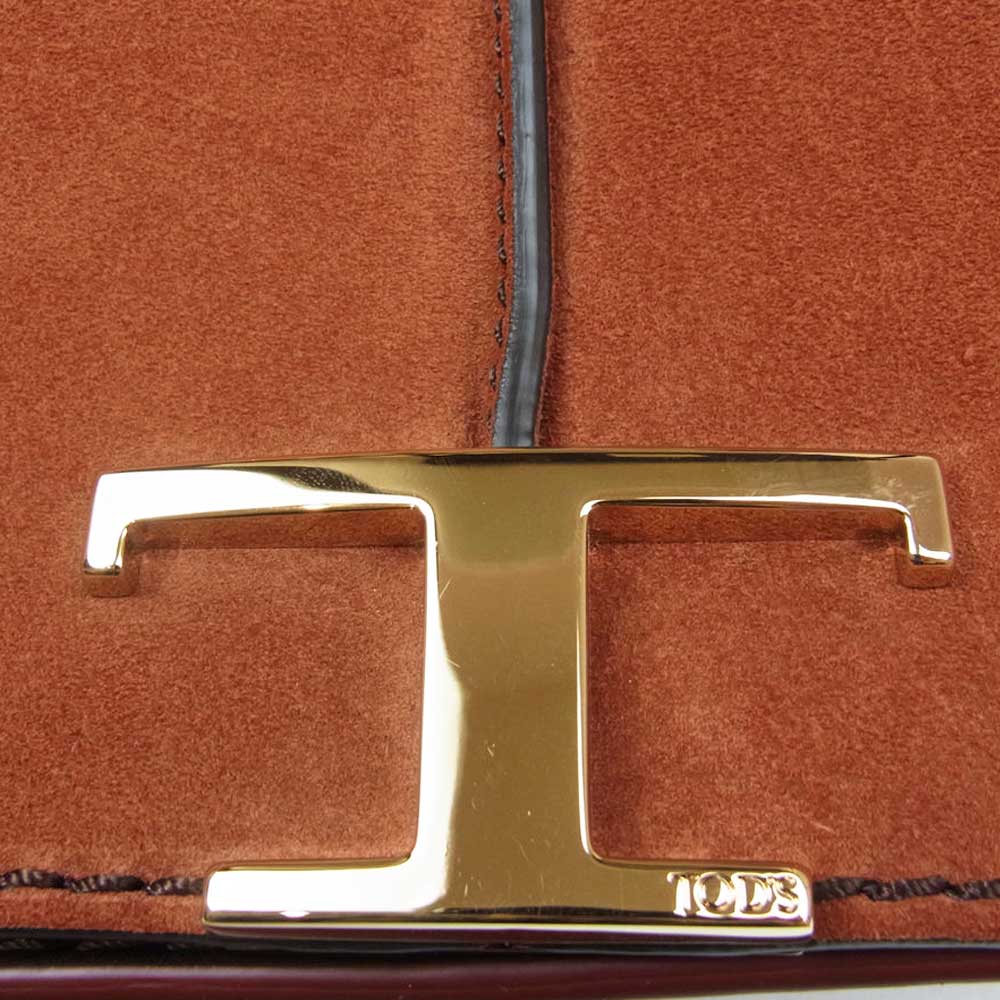 TOD’S トッズ Tタイムレス レザー ハンドバッグ ブラウン系【極上美品】【中古】
