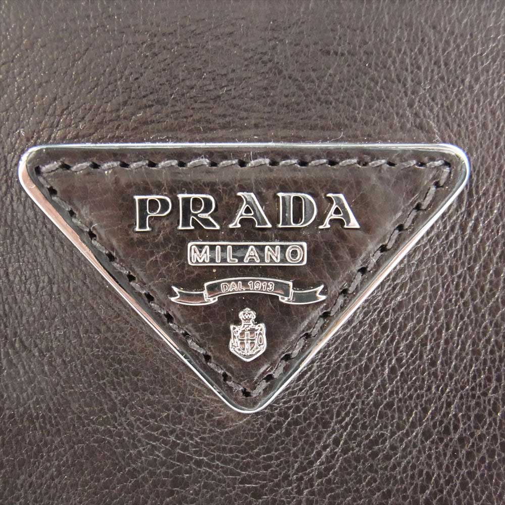 PRADA プラダ 購入時ギャランティ付属 BN2619 GLACE CALF グレースカーフ 三角ロゴプレート 2WAY レザー ショルダーバッグ ブラウン系【中古】