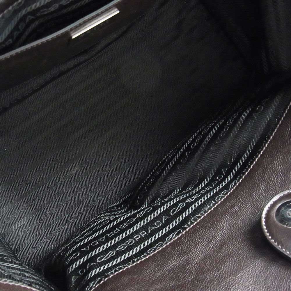 PRADA プラダ 購入時ギャランティ付属 BN2619 GLACE CALF グレースカーフ 三角ロゴプレート 2WAY レザー ショルダーバッグ ブラウン系【中古】