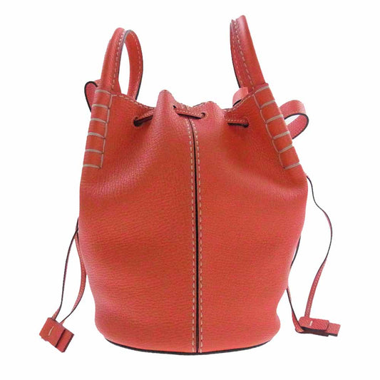 TOD’S トッズ レザー バケット 巾着 2WAY ハンド ショルダーバッグ レッド系【美品】【中古】