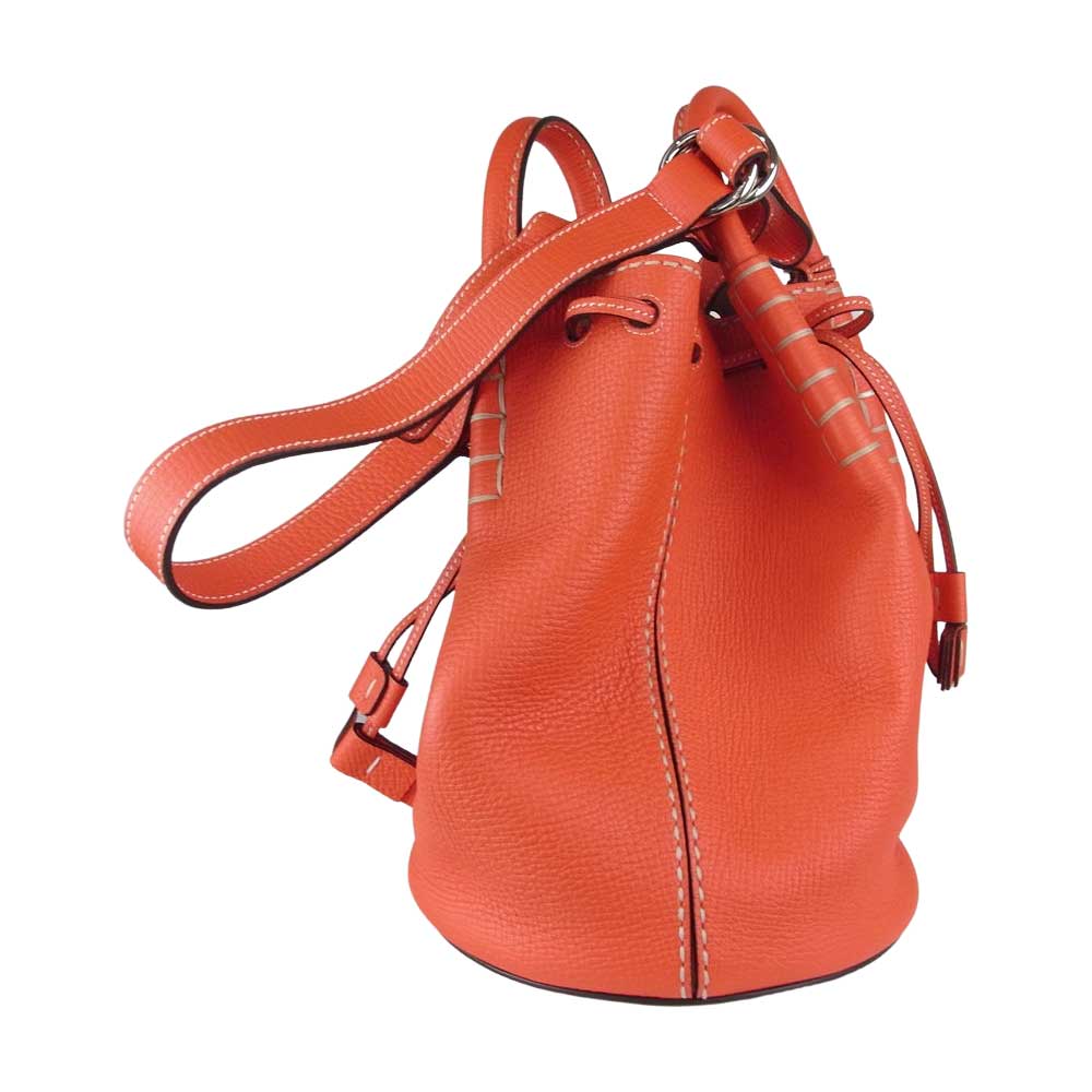 TOD’S トッズ レザー バケット 巾着 2WAY ハンド ショルダーバッグ レッド系【美品】【中古】