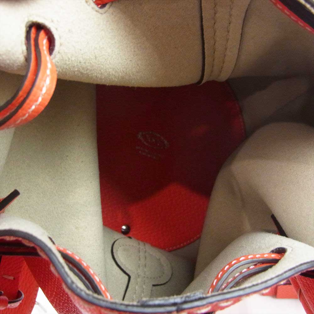 TOD’S トッズ レザー バケット 巾着 2WAY ハンド ショルダーバッグ レッド系【美品】【中古】