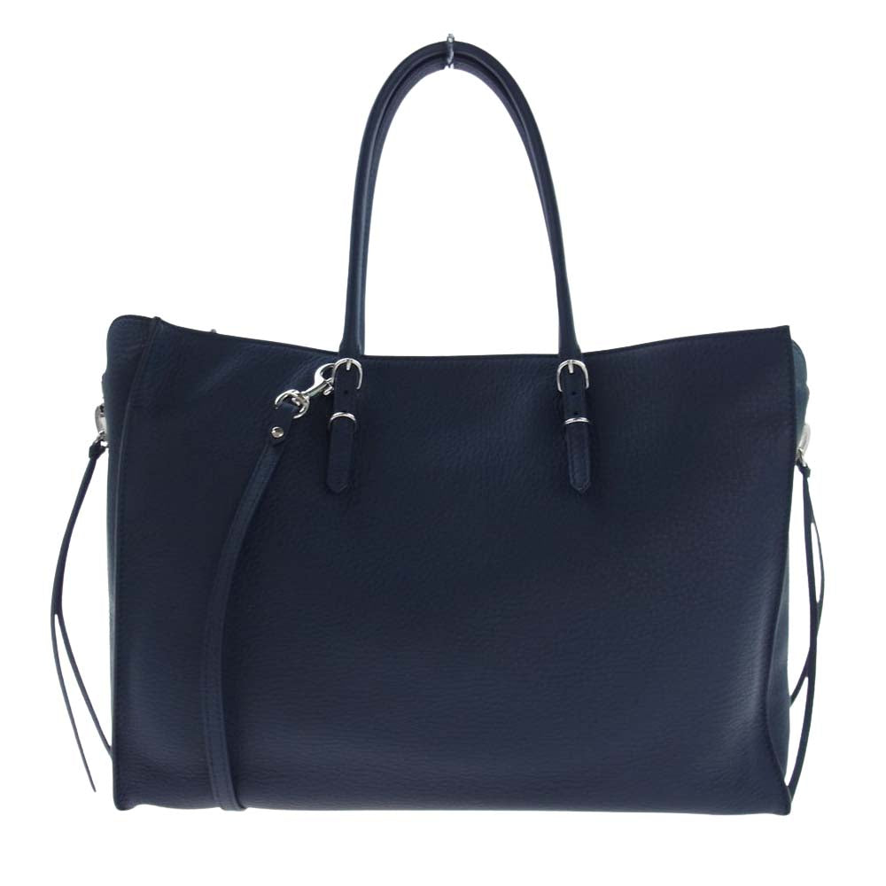 BALENCIAGA バレンシアガ 432596 PAPER 2WAY ペーパー B4 レザー トート ショルダーバッグ ネイビー ネイビー系【美品】【中古】