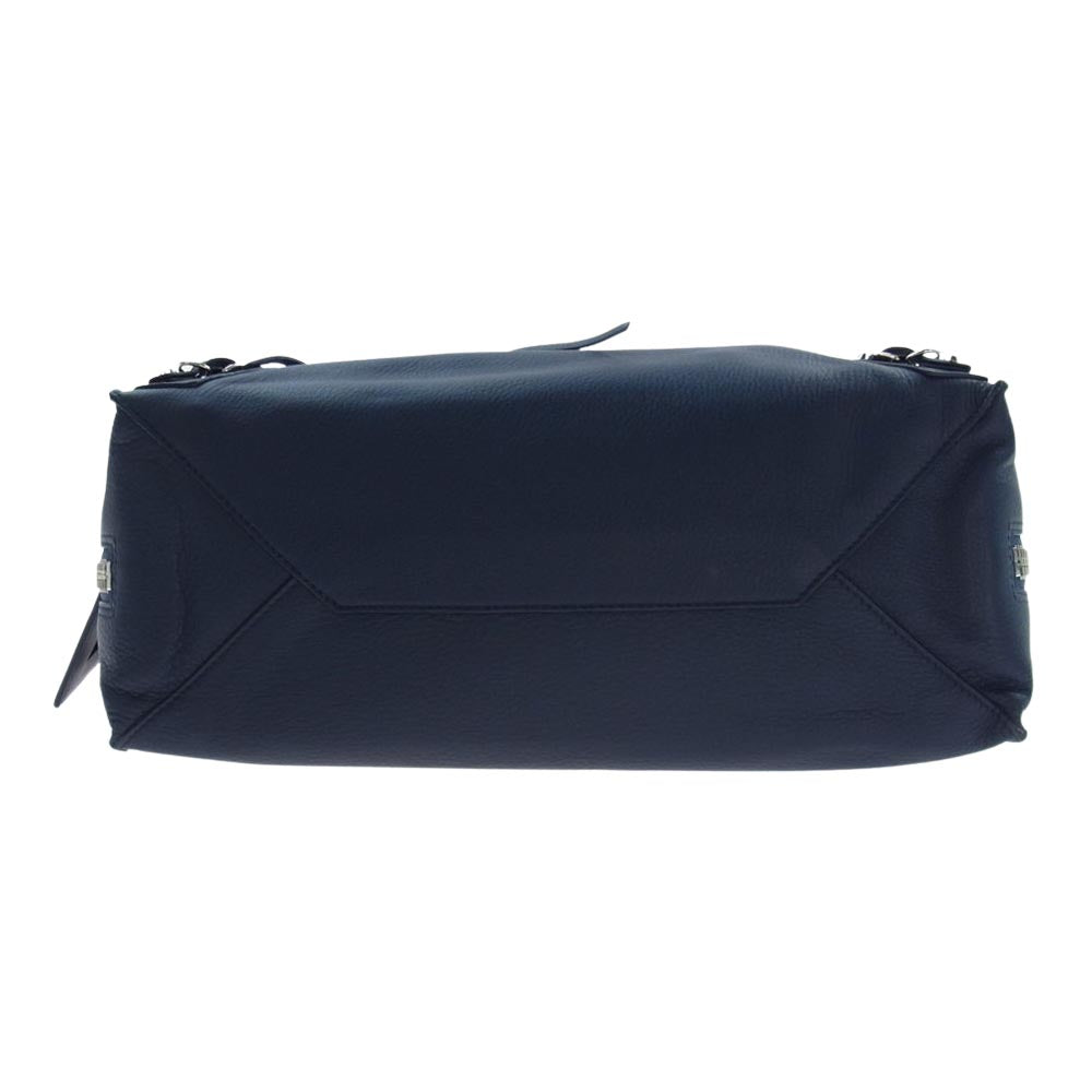 BALENCIAGA バレンシアガ 432596 PAPER 2WAY ペーパー B4 レザー トート ショルダーバッグ ネイビー ネイビー系【美品】【中古】