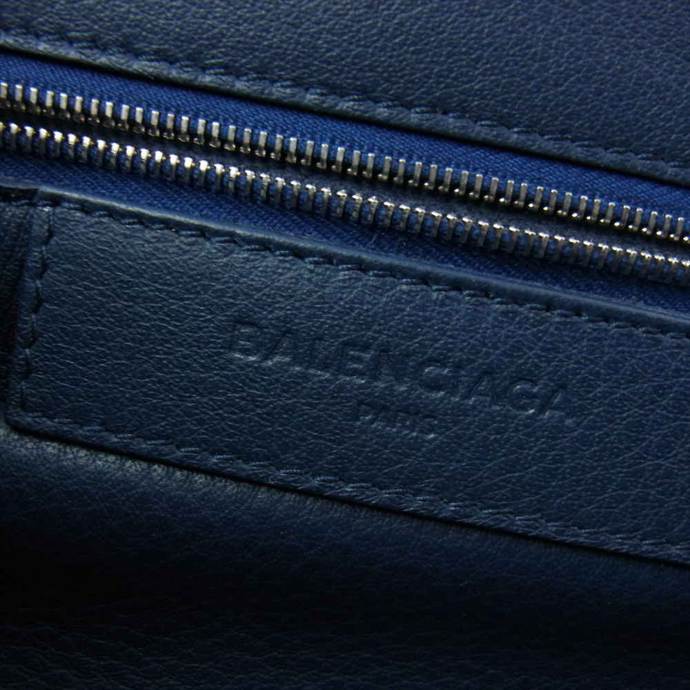 BALENCIAGA バレンシアガ 432596 PAPER 2WAY ペーパー B4 レザー トート ショルダーバッグ ネイビー ネイビー系【美品】【中古】