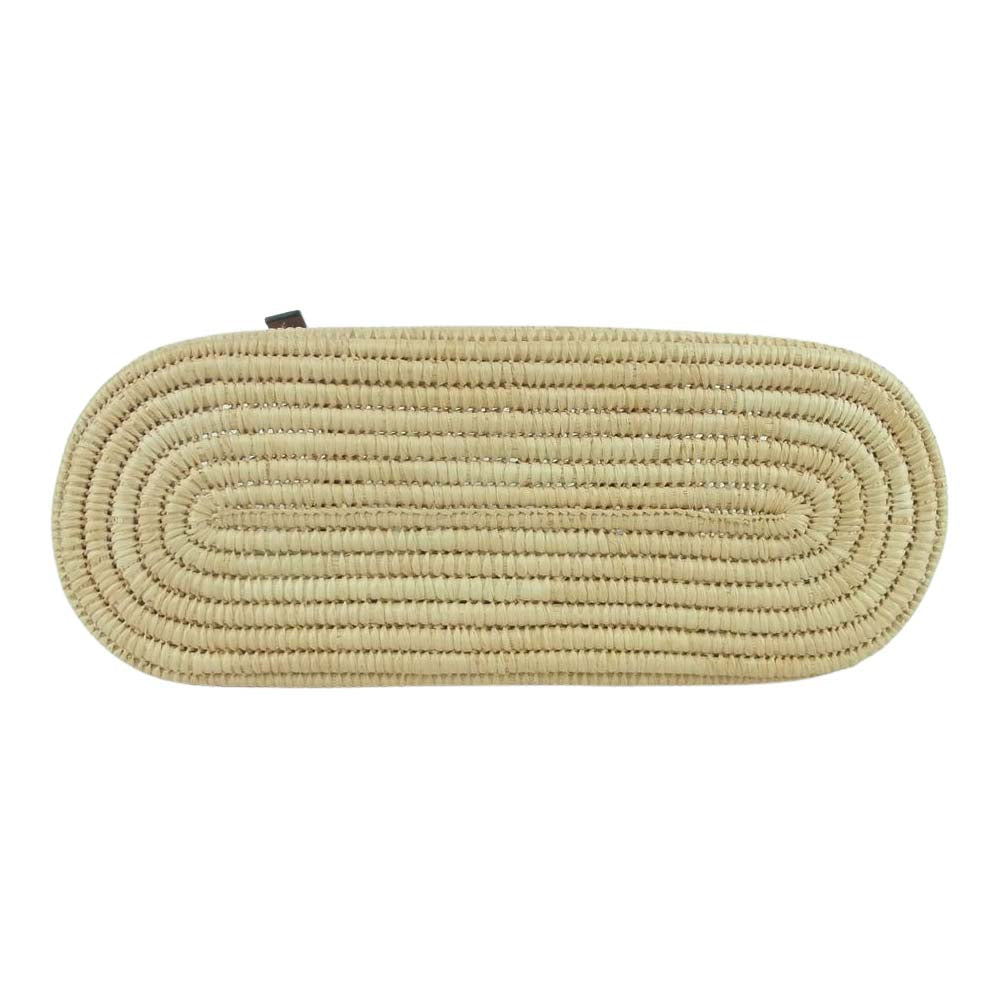 LOEWE ロエベ スモール ラフィア スクエア ロゴレザーパッチ かご バスケット トート ハンド バッグ ベージュ系 ブラウン系【中古】