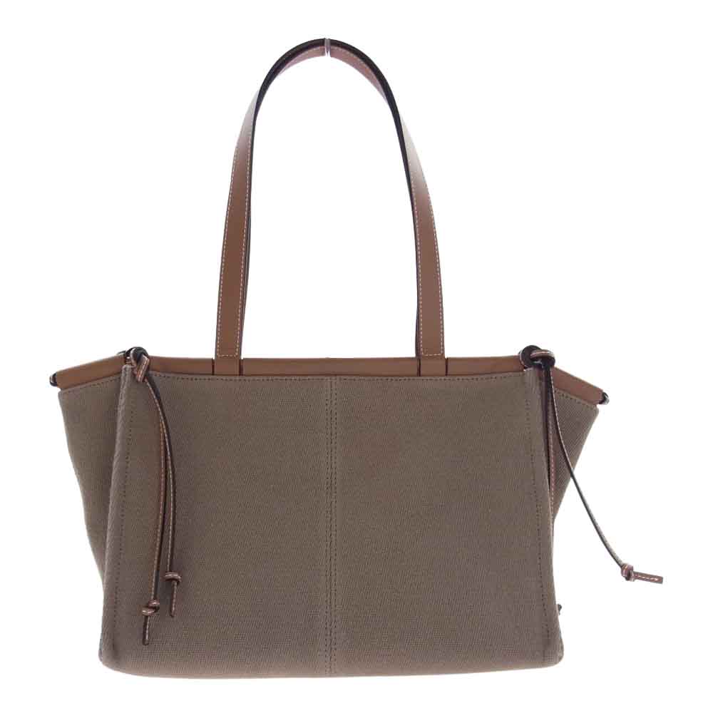 LOEWE ロエベ クッショントート スモール ロゴレザーパッチ キャンバス トートバッグ ブラウン ブラウン系【中古】