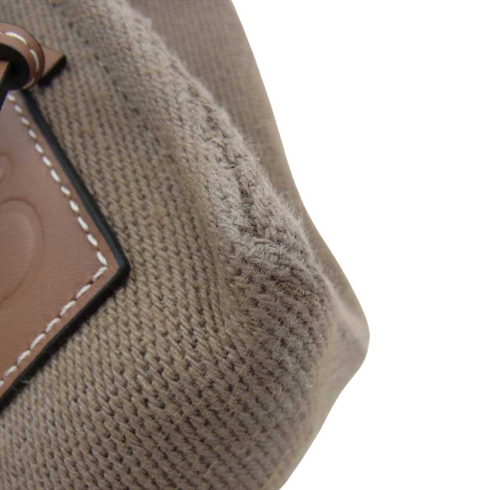 LOEWE ロエベ クッショントート スモール ロゴレザーパッチ キャンバス トートバッグ ブラウン ブラウン系【中古】