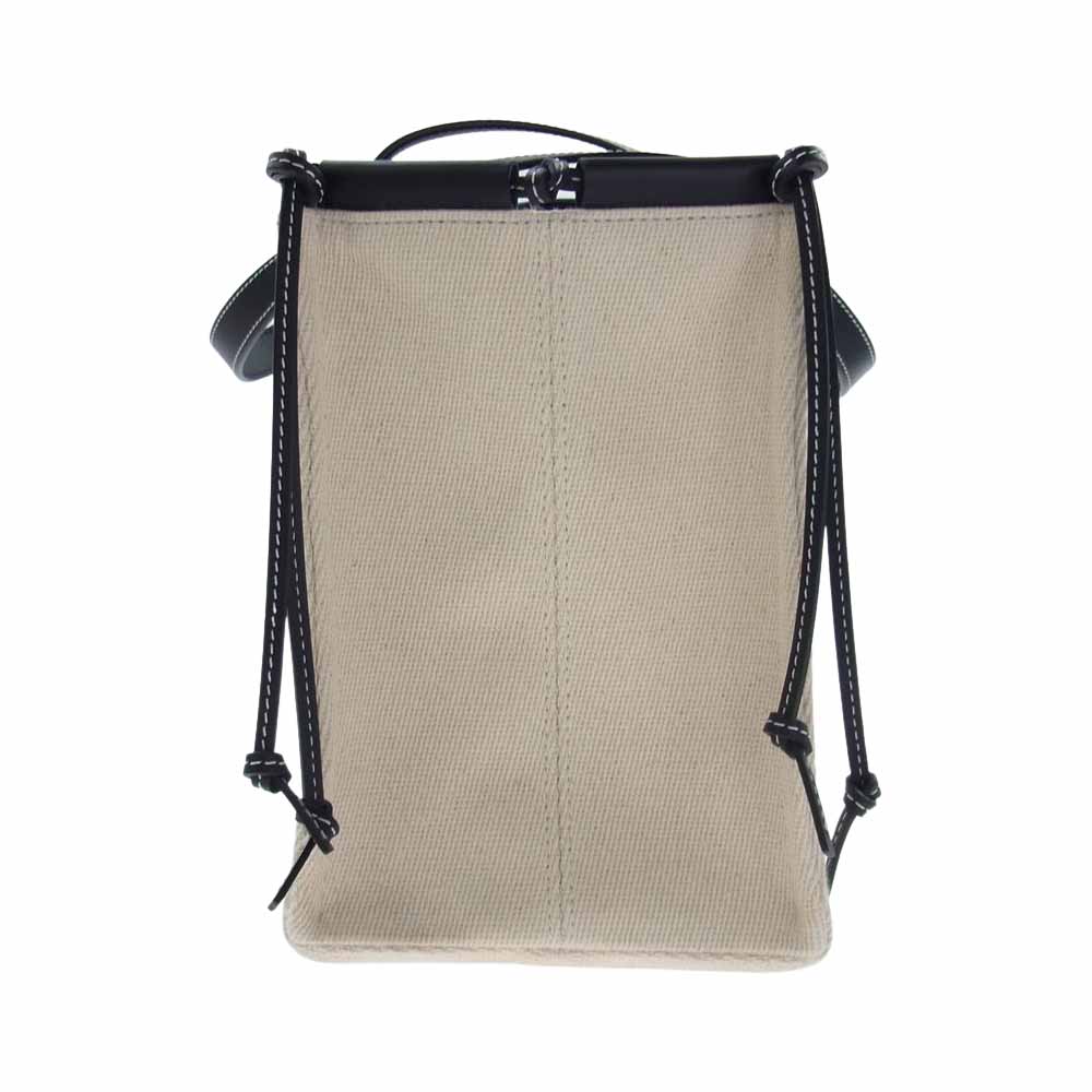 LOEWE ロエベ クッショントート スモール ロゴレザーパッチ キャンバス トートバッグ ホワイト オフホワイト系【美品】【中古】