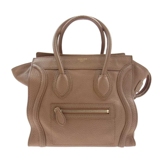CELINE セリーヌ ラゲージ マイクロ レザー ハンド バッグ イタリア製 ブラウン系【中古】