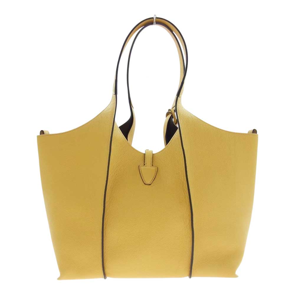 TOD’S トッズ Tタイムレス レザー ショッピング バッグ スモール イエロー系 ブラウン系【新古品】【未使用】【中古】
