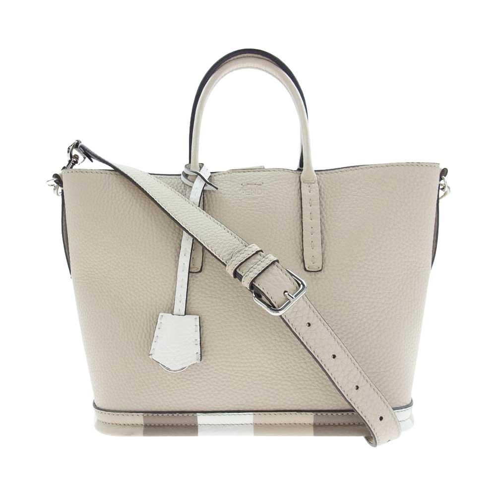 FENDI フェンディ 8BH349 セレリア 2WAY レザー ショルダーバッグ ベージュ系【美品】【中古】