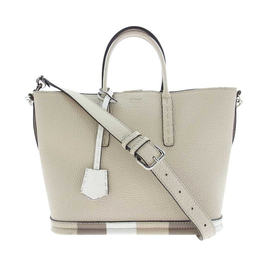 FENDI フェンディ 8BH349 セレリア 2WAY レザー ショルダーバッグ ベージュ系【美品】【中古】