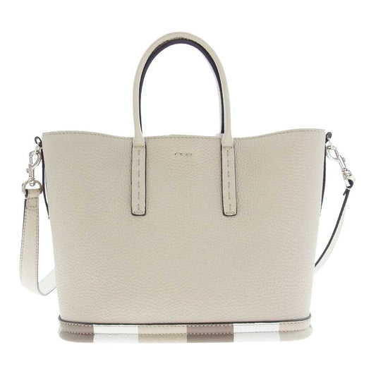 FENDI フェンディ 8BH349 セレリア 2WAY レザー ショルダーバッグ ベージュ系【美品】【中古】