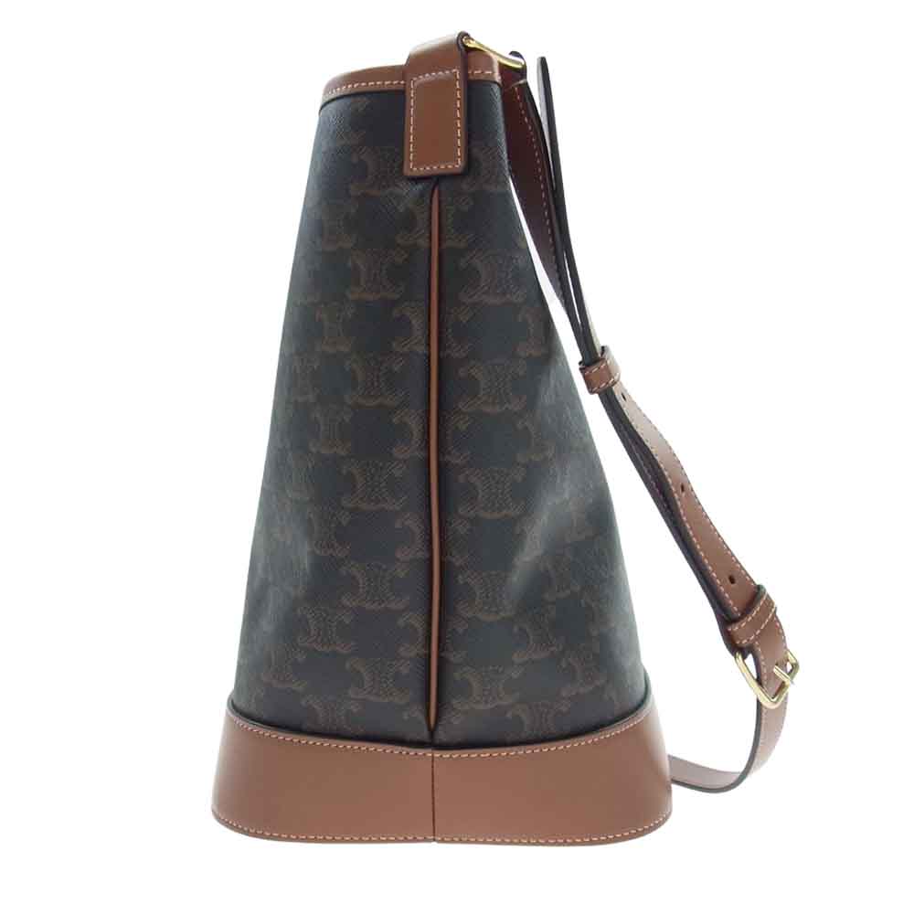 CELINE セリーヌ 191442CAS トリオンフ ミディアム バケット ショルダーバッグ  ブラウン系【美品】【中古】