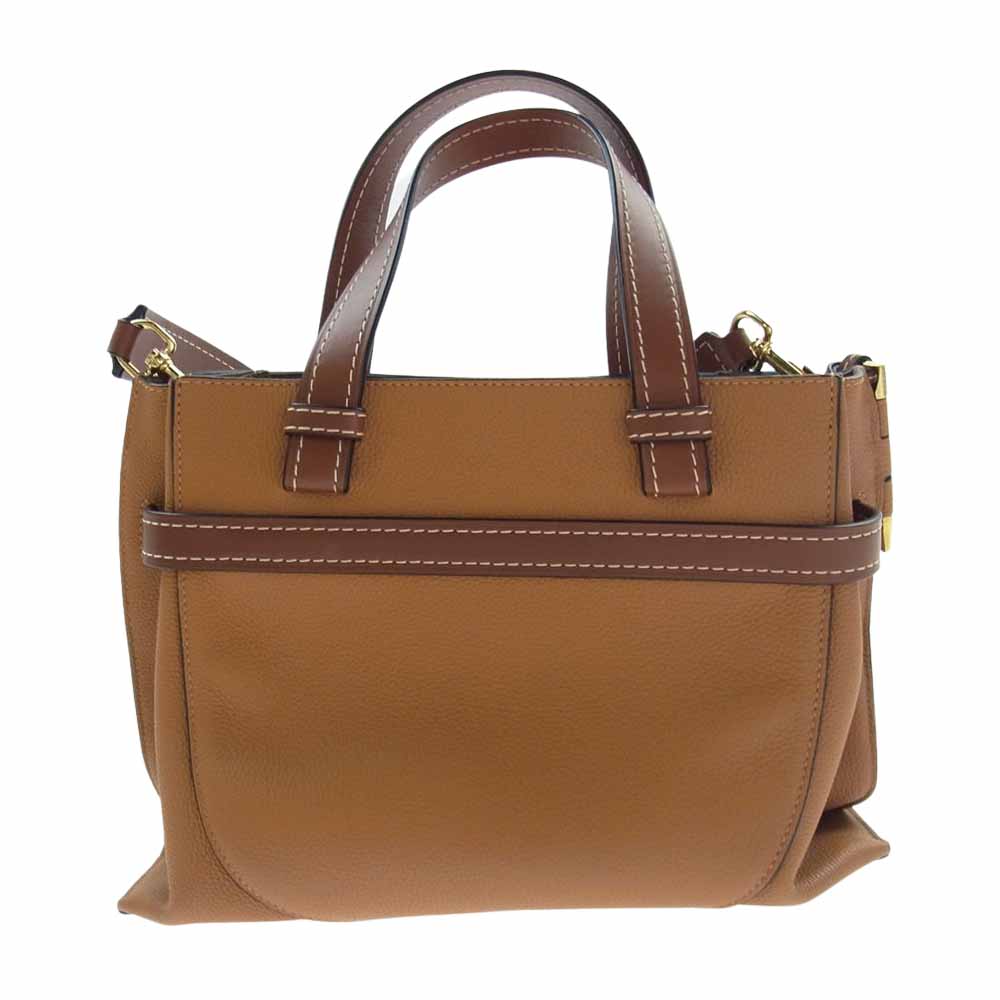 LOEWE ロエベ 2WAY ゲート トップハンドル スモール レザー ショルダーバッグ ブラウン系【美品】【中古】