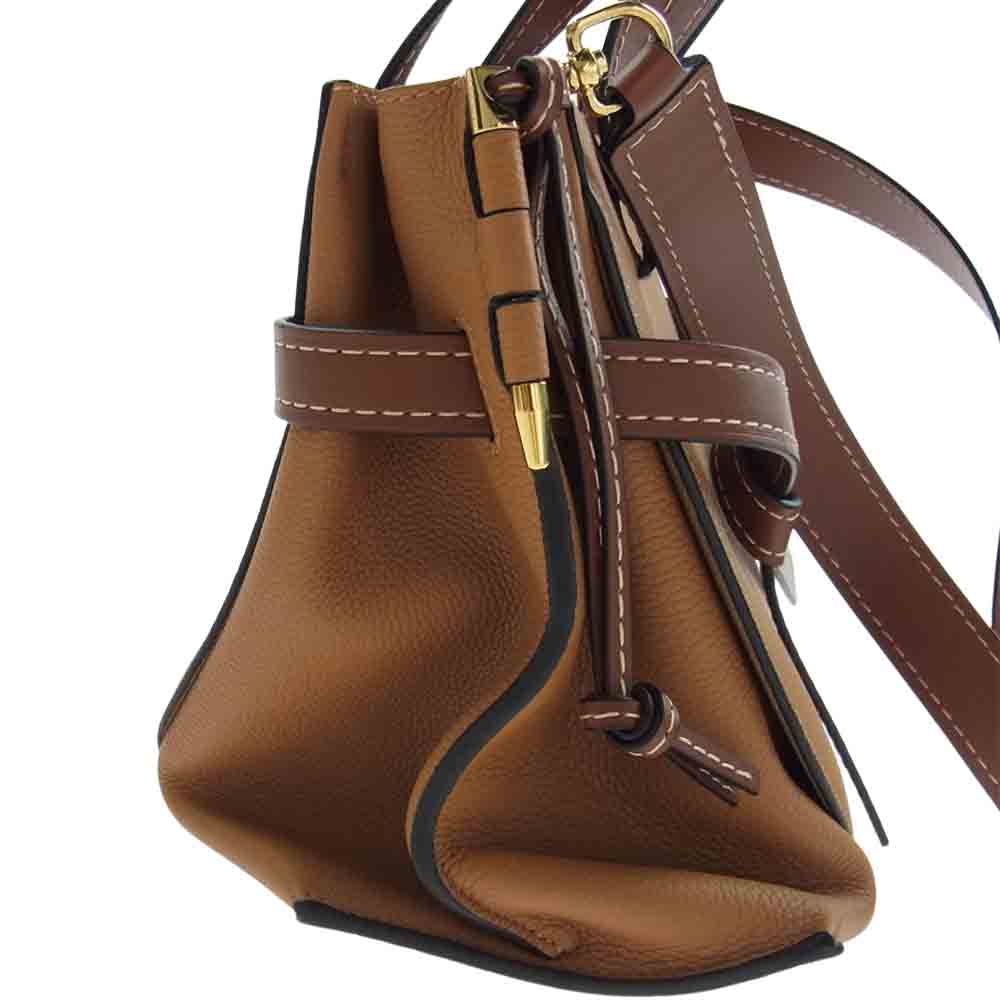 LOEWE ロエベ 2WAY ゲート トップハンドル スモール レザー ショルダーバッグ ブラウン系【美品】【中古】