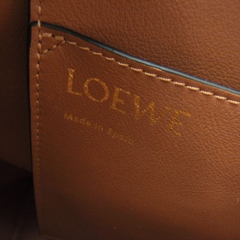 LOEWE ロエベ アナグラム トートバッグ スモール ジャカード キャンバス カーフ ベージュ系 ブラウン系【美品】【中古】