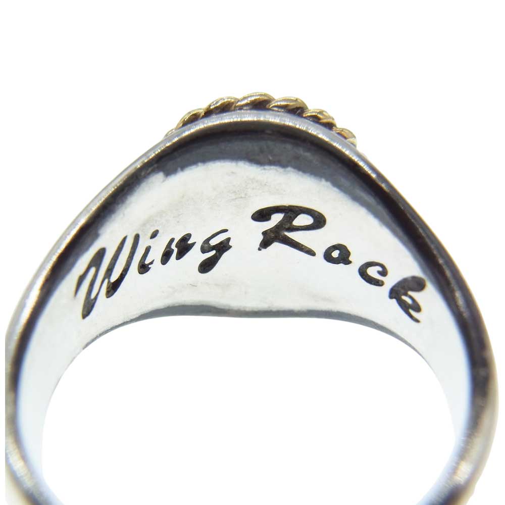 WINGROCK ウィングロック K18 インディアンコイン 金縄 カレッジ リング シルバー系 21号【中古】