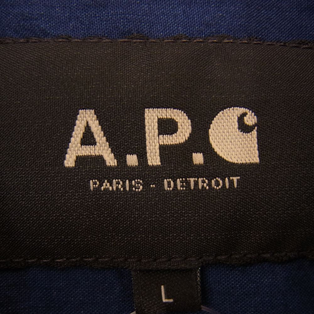 A.P.C. アーペーセー × Carhartt カーハート WIP L/S Sailor Shirt 長袖 シャツ ネイビー系 L【中古】