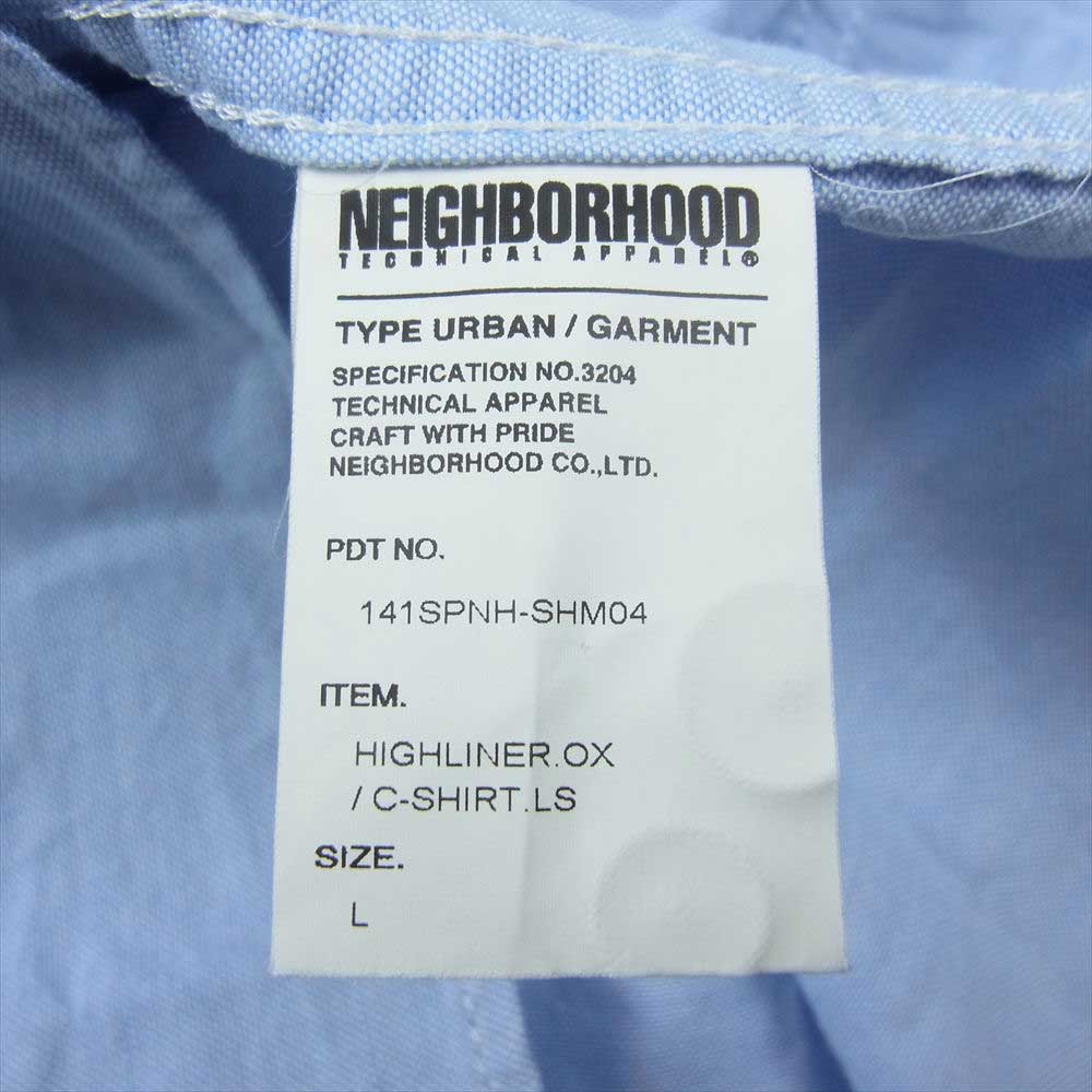 NEIGHBORHOOD ネイバーフッド 14SS  141SPNH-SHM04 HIGHLINER.OX/C-SHIRT.LS オックス フォード 長袖 シャツ ブルー系 L【中古】