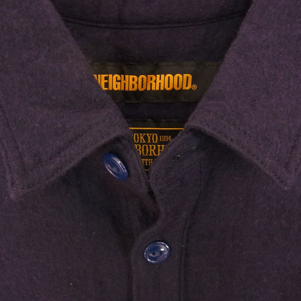 NEIGHBORHOOD ネイバーフッド 19AW  LUMBERS SOLID /CW-SHIRT.LS コットン ウール ボタン 長袖 シャツ ダークネイビー系 S【中古】