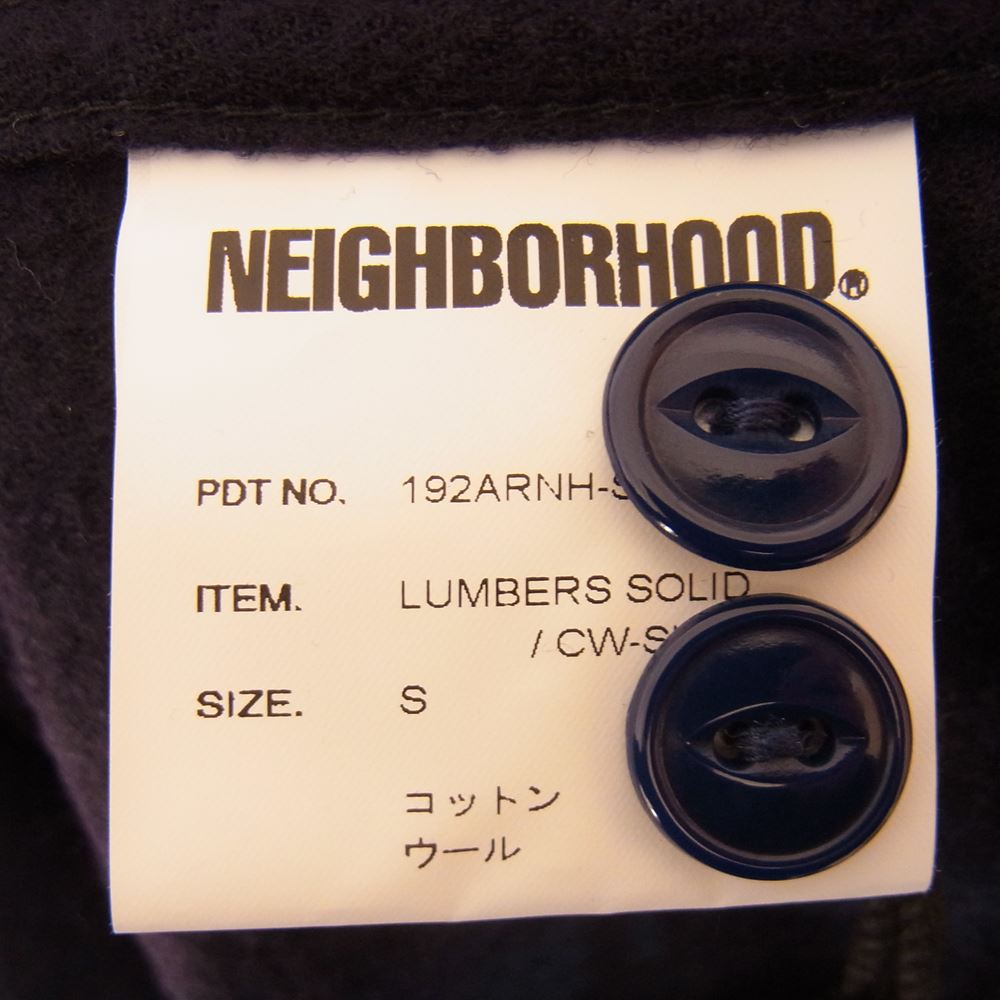 NEIGHBORHOOD ネイバーフッド 19AW  LUMBERS SOLID /CW-SHIRT.LS コットン ウール ボタン 長袖 シャツ ダークネイビー系 S【中古】
