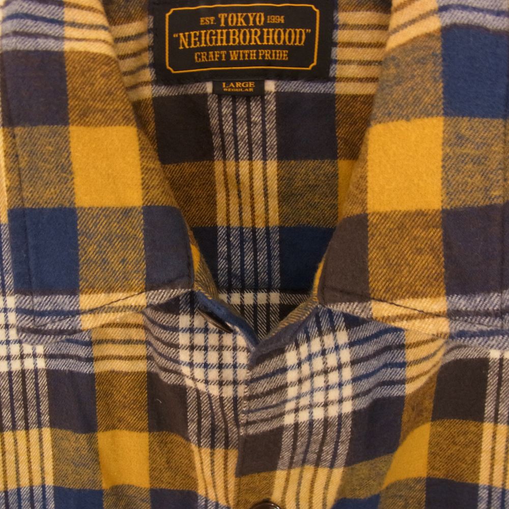 NEIGHBORHOOD ネイバーフッド 17AW 172ARNH-SHAM01 LOGGER C-SHIRT LS タータンチェック フランネル 長袖 シャツ イエロー系 ブルー系 ブラウン系・オフホワイト系 L【中古】