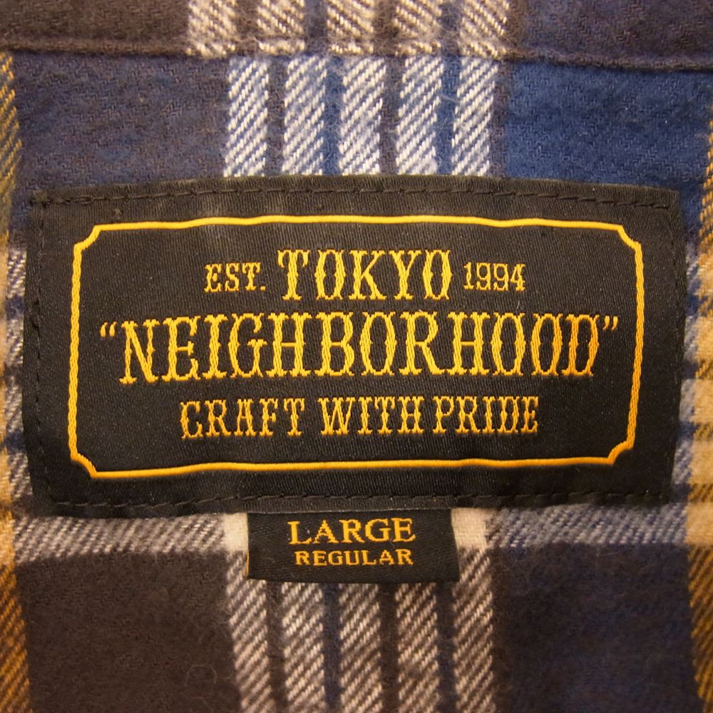 NEIGHBORHOOD ネイバーフッド 17AW 172ARNH-SHAM01 LOGGER C-SHIRT LS タータンチェック フランネル 長袖 シャツ イエロー系 ブルー系 ブラウン系・オフホワイト系 L【中古】