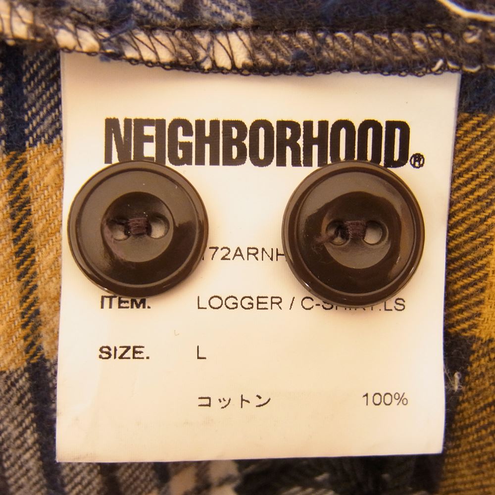 NEIGHBORHOOD ネイバーフッド 17AW 172ARNH-SHAM01 LOGGER C-SHIRT LS タータンチェック フランネル 長袖 シャツ イエロー系 ブルー系 ブラウン系・オフホワイト系 L【中古】