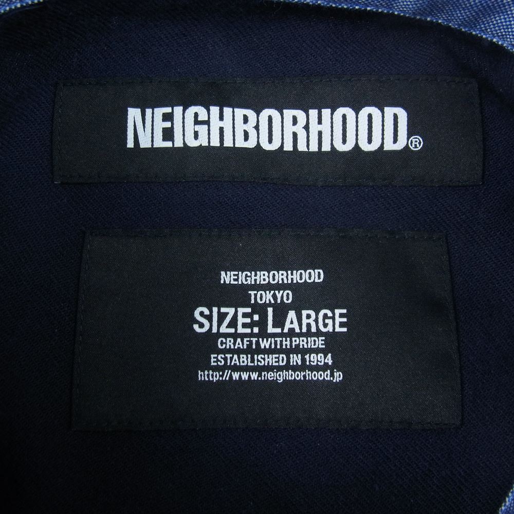 NEIGHBORHOOD ネイバーフッド 19AW 192BENH-SHM02 DESIGN-2/C-SHIRT LS 長袖 シャツ  ネイビー系 インディゴブルー系 L【中古】