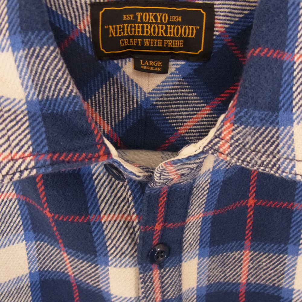 NEIGHBORHOOD ネイバーフッド 17SS LUMBERS / C-SHIRT . LS ヘビーチェック フランネル 長袖 シャツ ブルー系 オフホワイト系 エンジ系 L【中古】