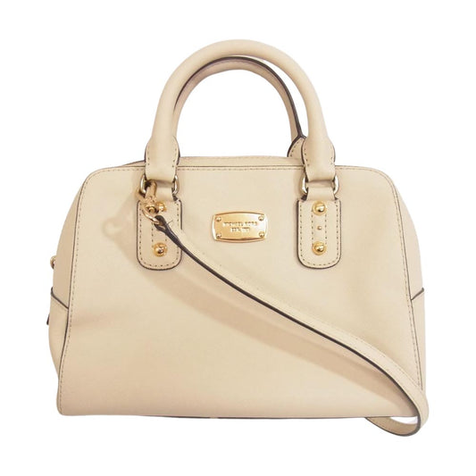 Michael Kors マイケルコース ロゴプレート 2WAY レザー ショルダーバッグ オフホワイト系【中古】