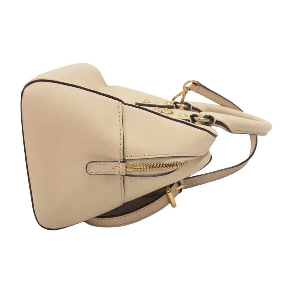 Michael Kors マイケルコース ロゴプレート 2WAY レザー ショルダーバッグ オフホワイト系【中古】