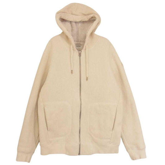 DIESEL ディーゼル 裏ボア サーマル ワッフル フルジップ パーカー フーディー オフホワイト系 L【中古】