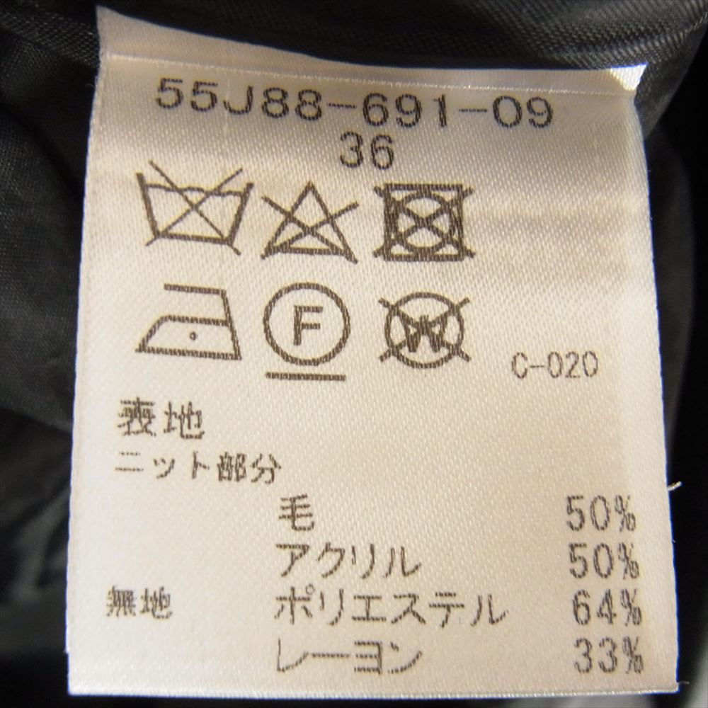 ブルーレーベルクレストブリッジ タータンチェック タートルネックニット コンビ ドッキング ワンピース ブラック系 36【中古】