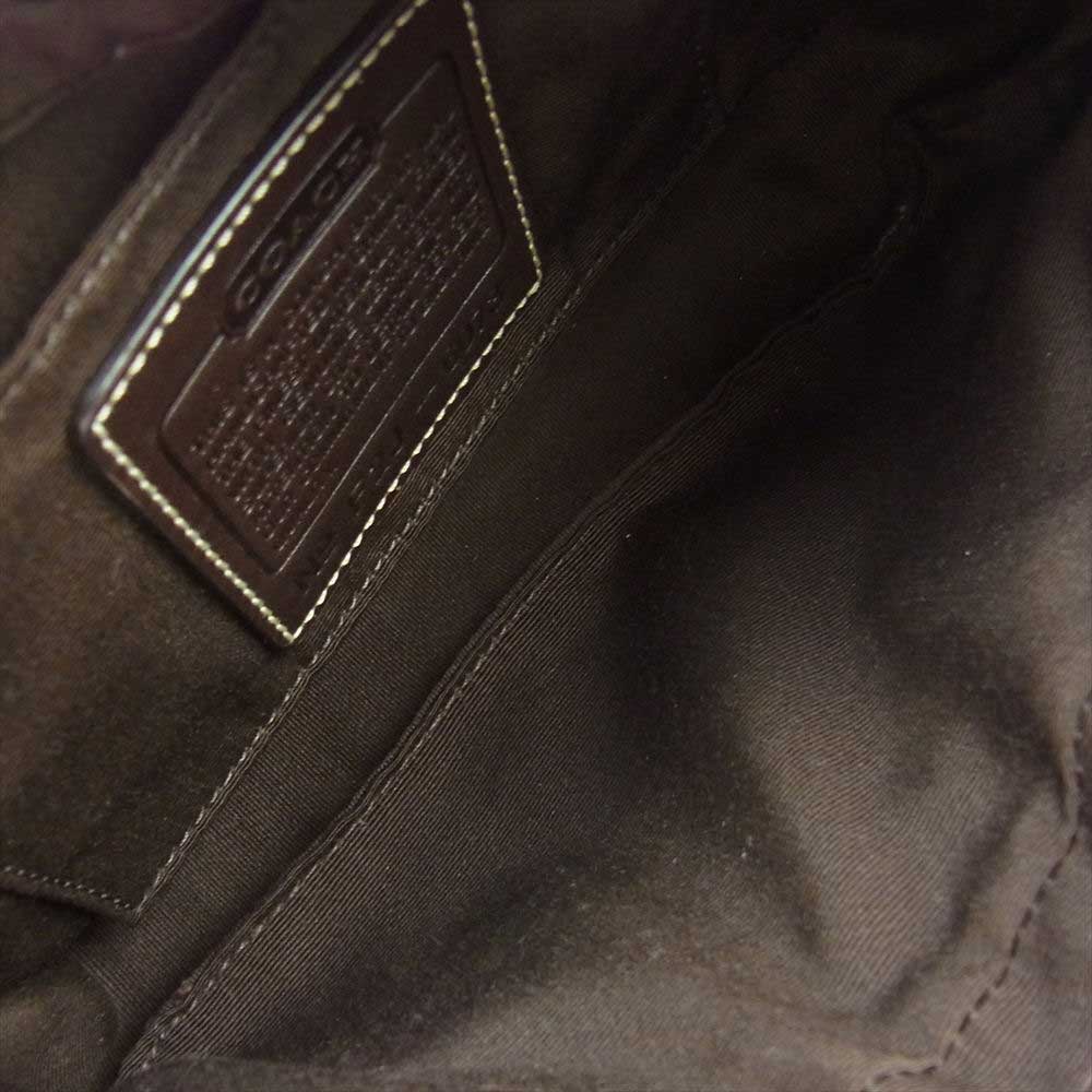 COACH コーチ シグネチャー レザーストラップ キャンバス ショルダーバッグ ライトブラウン系【中古】