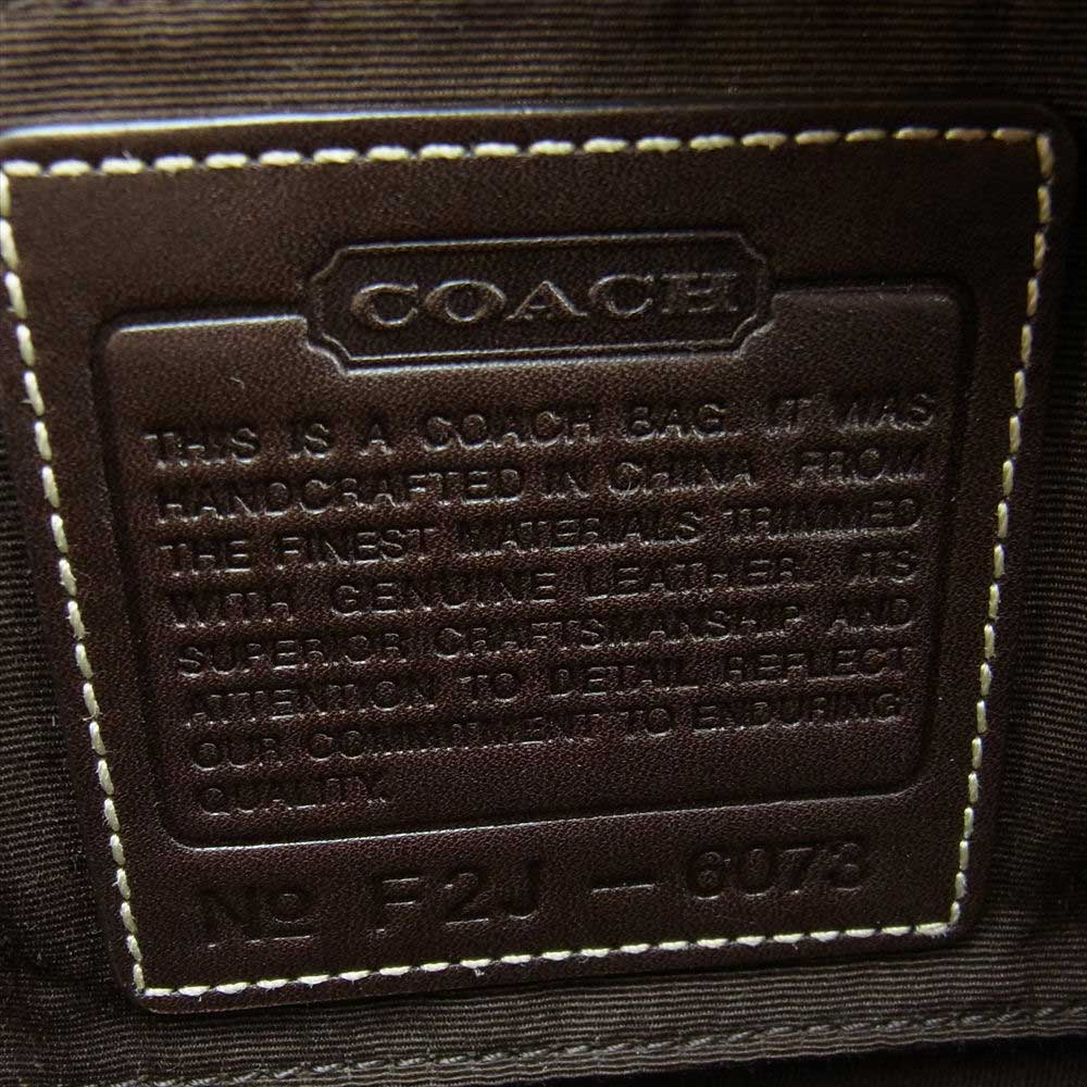 COACH コーチ シグネチャー レザーストラップ キャンバス ショルダーバッグ ライトブラウン系【中古】