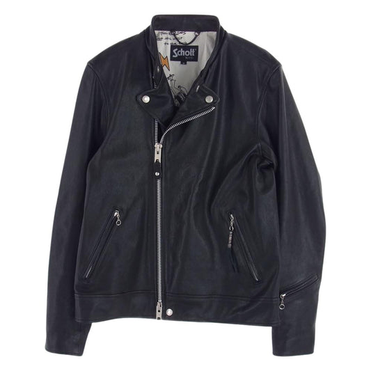 schott ショット × REMI RELIEF レミレリーフ レザー ダブルライダース ジャケット ブラック系 M【美品】【中古】